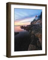 Lighthouse on the Cliff, Bass Harbor, Maine-George Oze-Framed Photographic Print