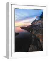 Lighthouse on the Cliff, Bass Harbor, Maine-George Oze-Framed Photographic Print