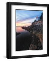 Lighthouse on the Cliff, Bass Harbor, Maine-George Oze-Framed Premium Photographic Print