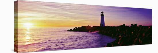 Lighthouse on the Coast at Dusk, Walton Lighthouse, Santa Cruz, California, USA-null-Stretched Canvas