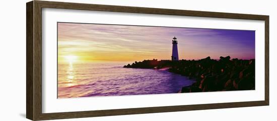 Lighthouse on the Coast at Dusk, Walton Lighthouse, Santa Cruz, California, USA-null-Framed Photographic Print