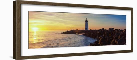 Lighthouse on the Coast at Dusk, Walton Lighthouse, Santa Cruz, California, USA-null-Framed Photographic Print