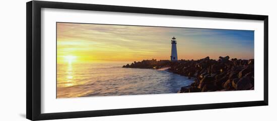 Lighthouse on the Coast at Dusk, Walton Lighthouse, Santa Cruz, California, USA-null-Framed Photographic Print