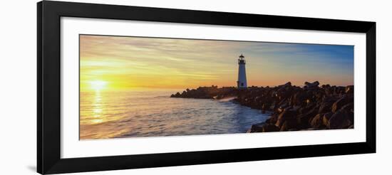 Lighthouse on the Coast at Dusk, Walton Lighthouse, Santa Cruz, California, USA-null-Framed Photographic Print