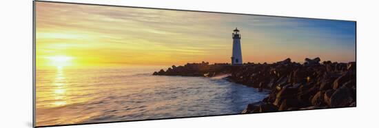 Lighthouse on the Coast at Dusk, Walton Lighthouse, Santa Cruz, California, USA-null-Mounted Photographic Print