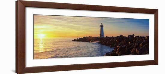 Lighthouse on the Coast at Dusk, Walton Lighthouse, Santa Cruz, California, USA-null-Framed Photographic Print