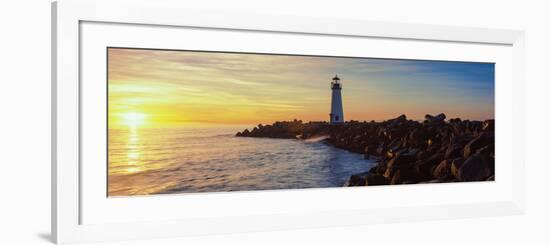 Lighthouse on the Coast at Dusk, Walton Lighthouse, Santa Cruz, California, USA-null-Framed Photographic Print