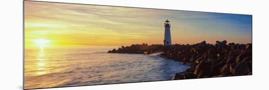 Lighthouse on the Coast at Dusk, Walton Lighthouse, Santa Cruz, California, USA-null-Mounted Photographic Print