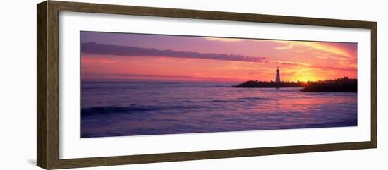 Lighthouse on the Coast at Dusk, Walton Lighthouse, Santa Cruz, California, USA-null-Framed Photographic Print