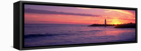 Lighthouse on the Coast at Dusk, Walton Lighthouse, Santa Cruz, California, USA-null-Framed Stretched Canvas