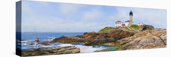 Lighthouse on the Coast, Beavertail Lighthouse, Narragansett Bay, Jamestown Island-null-Stretched Canvas