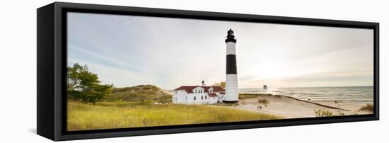 Lighthouse on the coast, Big Sable Point Lighthouse, Lake Michigan, Ludington, Mason County, Mic...-null-Framed Stretched Canvas