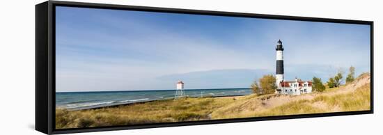 Lighthouse on the Coast, Big Sable Point Lighthouse, Lake Michigan, Ludington, Mason County-null-Framed Stretched Canvas