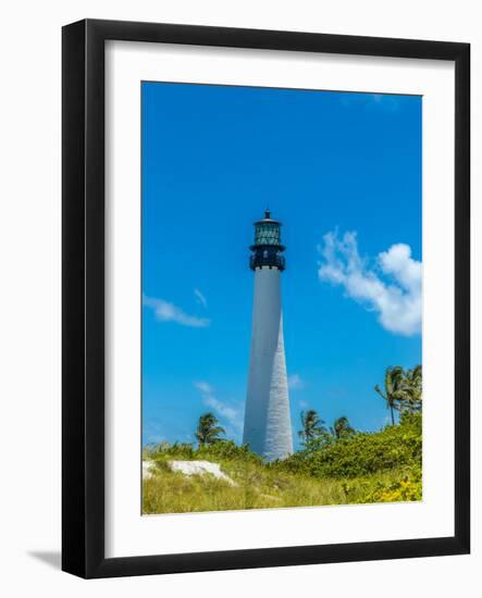 Lighthouse on the coast, Bill Baggs Cape Florida State Park, Key Biscayne, Miami-Dade County, Fl...-null-Framed Photographic Print