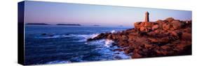 Lighthouse on the Coast, Ploumanach Lighthouse, Cote De Granit Rose, Cotes-D'Armor, Brittany, Fr...-null-Stretched Canvas