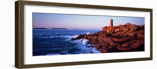 Lighthouse on the Coast, Ploumanach Lighthouse, Cote De Granit Rose, Cotes-D'Armor, Brittany, Fr...-null-Framed Photographic Print