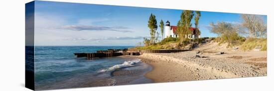 Lighthouse on the Coast, Point Betsie Lighthouse, Lake Michigan, Benzie County, Frankfort-null-Stretched Canvas