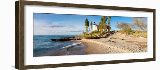 Lighthouse on the Coast, Point Betsie Lighthouse, Lake Michigan, Benzie County, Frankfort-null-Framed Photographic Print