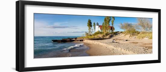 Lighthouse on the Coast, Point Betsie Lighthouse, Lake Michigan, Benzie County, Frankfort-null-Framed Photographic Print