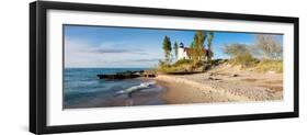 Lighthouse on the Coast, Point Betsie Lighthouse, Lake Michigan, Benzie County, Frankfort-null-Framed Photographic Print