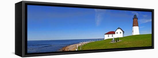 Lighthouse on the Coast, Point Judith Lighthouse, Narragansett Bay, Rhode Island, USA-null-Framed Stretched Canvas