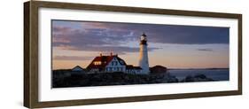 Lighthouse on the coast, Portland Head Light, Cape Elizabeth, Cumberland County, Maine, USA-null-Framed Photographic Print