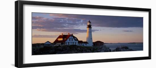 Lighthouse on the coast, Portland Head Light, Cape Elizabeth, Cumberland County, Maine, USA-null-Framed Photographic Print