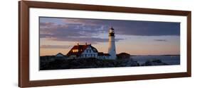 Lighthouse on the coast, Portland Head Light, Cape Elizabeth, Cumberland County, Maine, USA-null-Framed Photographic Print