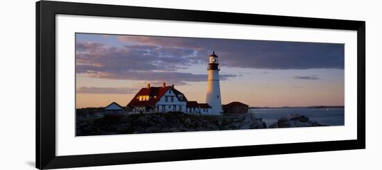 Lighthouse on the coast, Portland Head Light, Cape Elizabeth, Cumberland County, Maine, USA-null-Framed Photographic Print