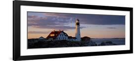 Lighthouse on the coast, Portland Head Light, Cape Elizabeth, Cumberland County, Maine, USA-null-Framed Photographic Print