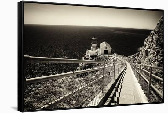 Lighthouse On The Edge-George Oze-Framed Stretched Canvas