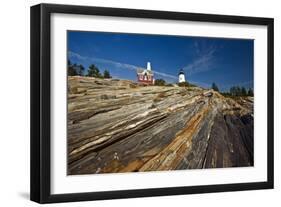 Lighthouse on the Rock Pemaquid Point Maine-George Oze-Framed Photographic Print