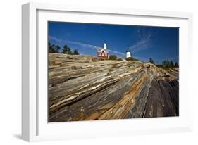 Lighthouse on the Rock Pemaquid Point Maine-George Oze-Framed Photographic Print