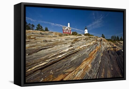 Lighthouse on the Rock Pemaquid Point Maine-George Oze-Framed Stretched Canvas