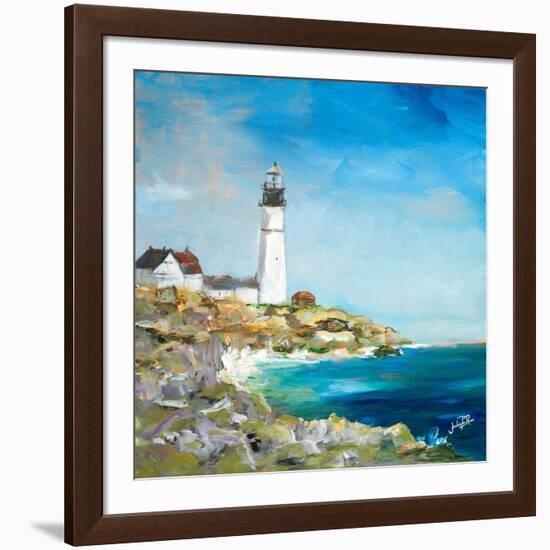 Lighthouse on the Rocky Shore I-Julie DeRice-Framed Art Print