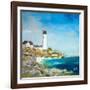 Lighthouse on the Rocky Shore I-Julie DeRice-Framed Art Print