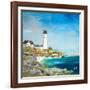 Lighthouse on the Rocky Shore I-Julie DeRice-Framed Art Print