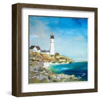 Lighthouse on the Rocky Shore I-Julie DeRice-Framed Art Print