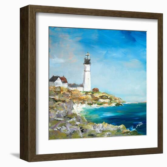 Lighthouse on the Rocky Shore I-Julie DeRice-Framed Art Print