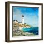 Lighthouse on the Rocky Shore I-Julie DeRice-Framed Art Print