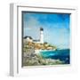 Lighthouse on the Rocky Shore I-Julie DeRice-Framed Art Print