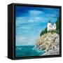 Lighthouse on the Rocky Shore II-Julie DeRice-Framed Stretched Canvas