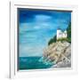 Lighthouse on the Rocky Shore II-Julie DeRice-Framed Art Print