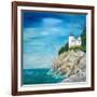 Lighthouse on the Rocky Shore II-Julie DeRice-Framed Art Print