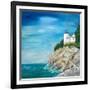 Lighthouse on the Rocky Shore II-Julie DeRice-Framed Art Print