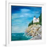 Lighthouse on the Rocky Shore II-Julie DeRice-Framed Art Print