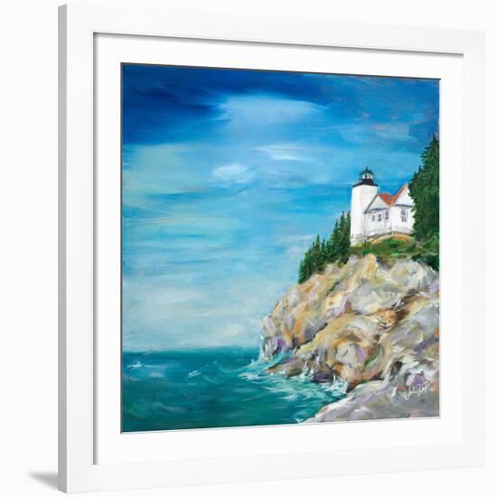 Lighthouse on the Rocky Shore II-Julie DeRice-Framed Art Print