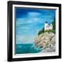 Lighthouse on the Rocky Shore II-Julie DeRice-Framed Art Print