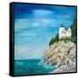 Lighthouse on the Rocky Shore II-Julie DeRice-Framed Stretched Canvas