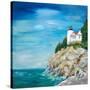 Lighthouse on the Rocky Shore II-Julie DeRice-Stretched Canvas